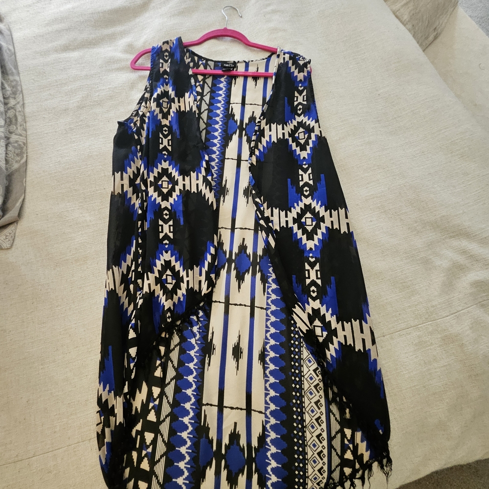 Stylish Geometric Print Vest - Blue and Black